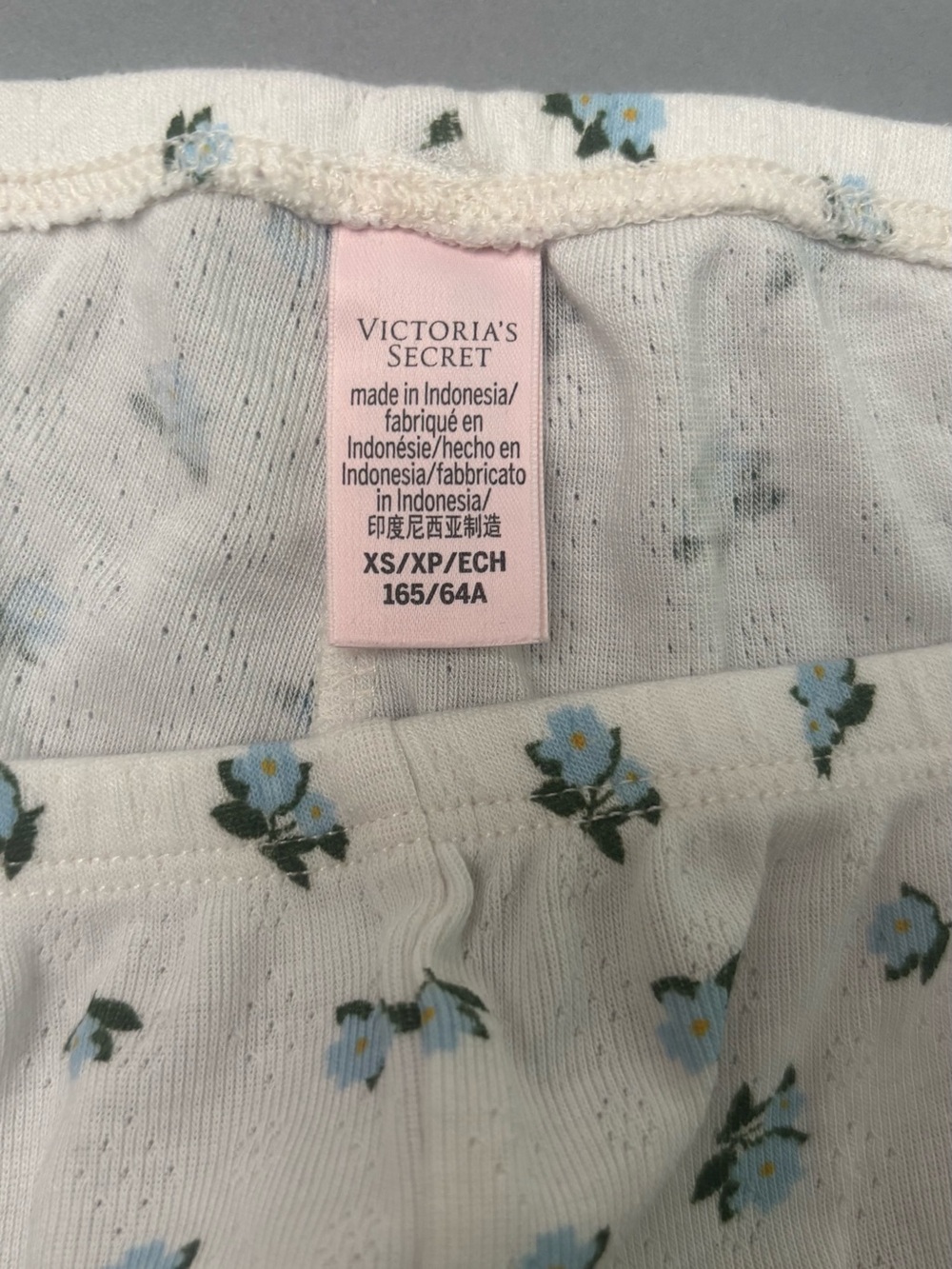 Victoria's Secret Blue Floral Print knit wear set w/coquette lace up cami - Picture 4 of 5